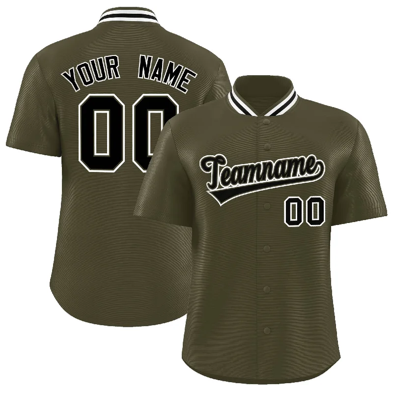 Baseball Jersey for Tournament Apparel-Custom Olive Classic Style Authentic Stand Collar Baseball Jersey