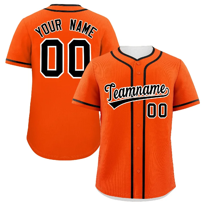 Baseball Jersey for Retro Baseball Jerseys-Custom Orange Black Personalized Classic Authentic Baseball Jersey