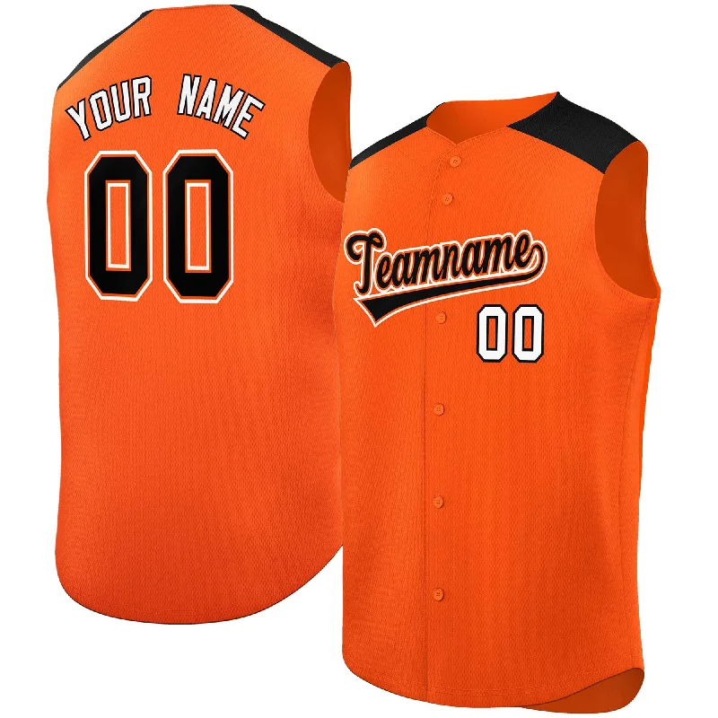 Baseball Jersey for Custom Team Jerseys for Kids-Custom Orange Black Personalized Classic Authentic Sleeveless Baseball Jersey