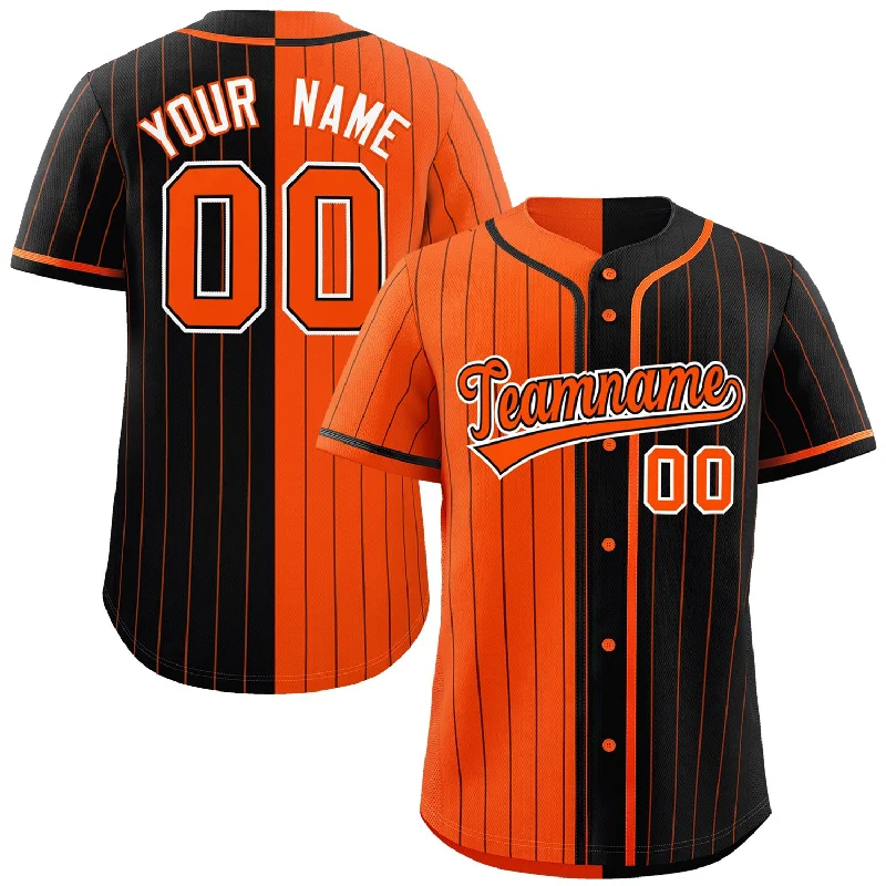 Baseball Jersey for Customizable Fan Apparel-Custom Orange Black Two Tone Striped Fashion Authentic Baseball Jersey