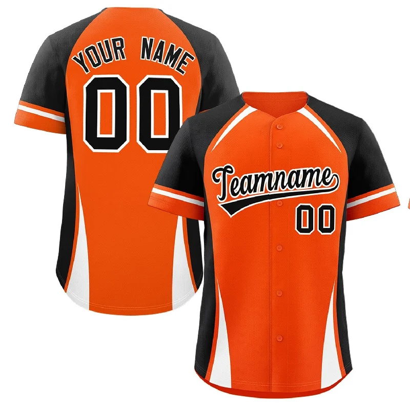 Baseball Jersey for Personalized Jerseys for School Teams-Custom Orange Black-White Personalized Color Block Authentic Baseball Jersey