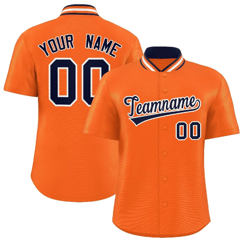 Baseball Jersey for Custom Jerseys for School Teams-Custom Orange Classic Style Authentic Stand Collar Baseball Jersey