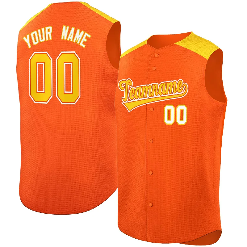 Baseball Jersey for Team Uniforms-Custom Orange Gold Personalized Classic Authentic Sleeveless Baseball Jersey