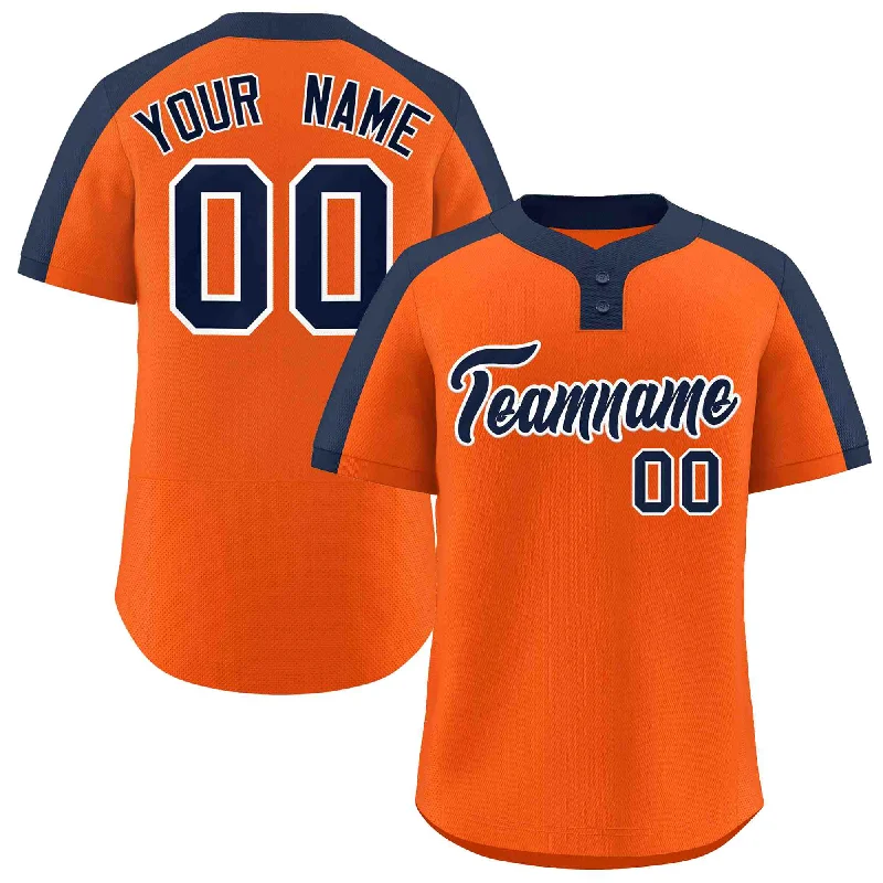 Baseball Jersey for Baseball Jersey Gifts for Players-Custom Orange Navy-White Classic Style Authentic Two-Button Baseball Jersey