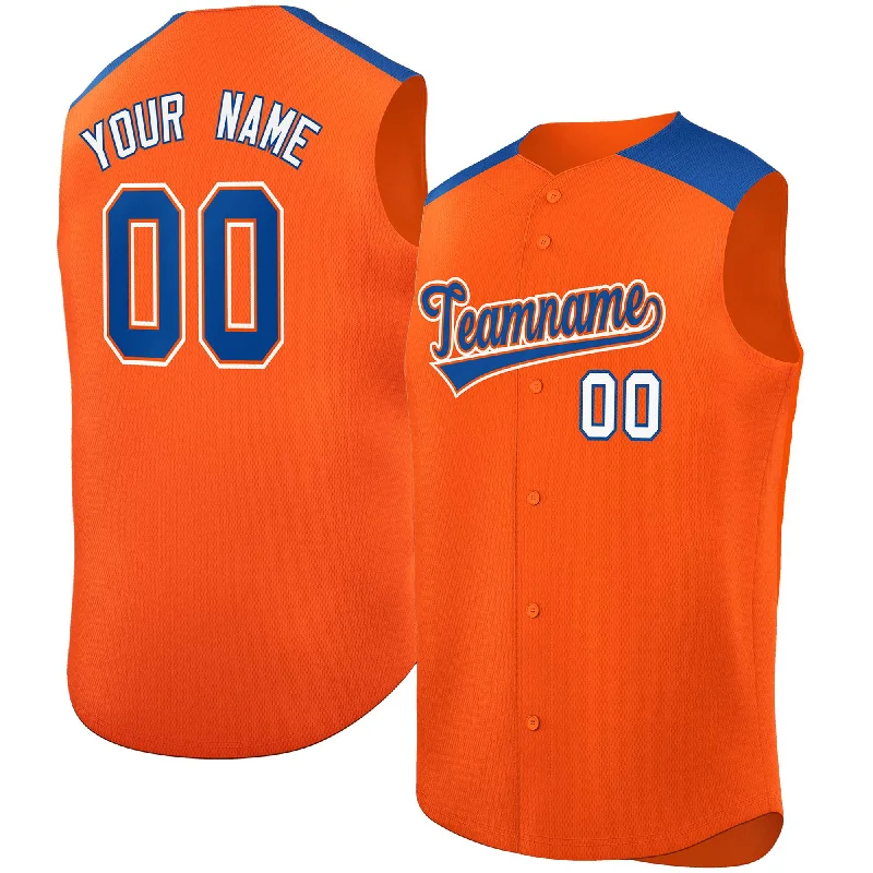 Baseball Jersey for Women’s Baseball-Custom Orange Royal Personalized Classic Authentic Sleeveless Baseball Jersey