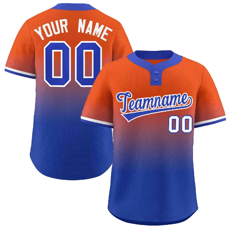 Baseball Jersey for Custom Fan Jerseys for Players-Custom Orange Royal Royal-White Gradient Fashion Authentic Two-Button Baseball Jersey