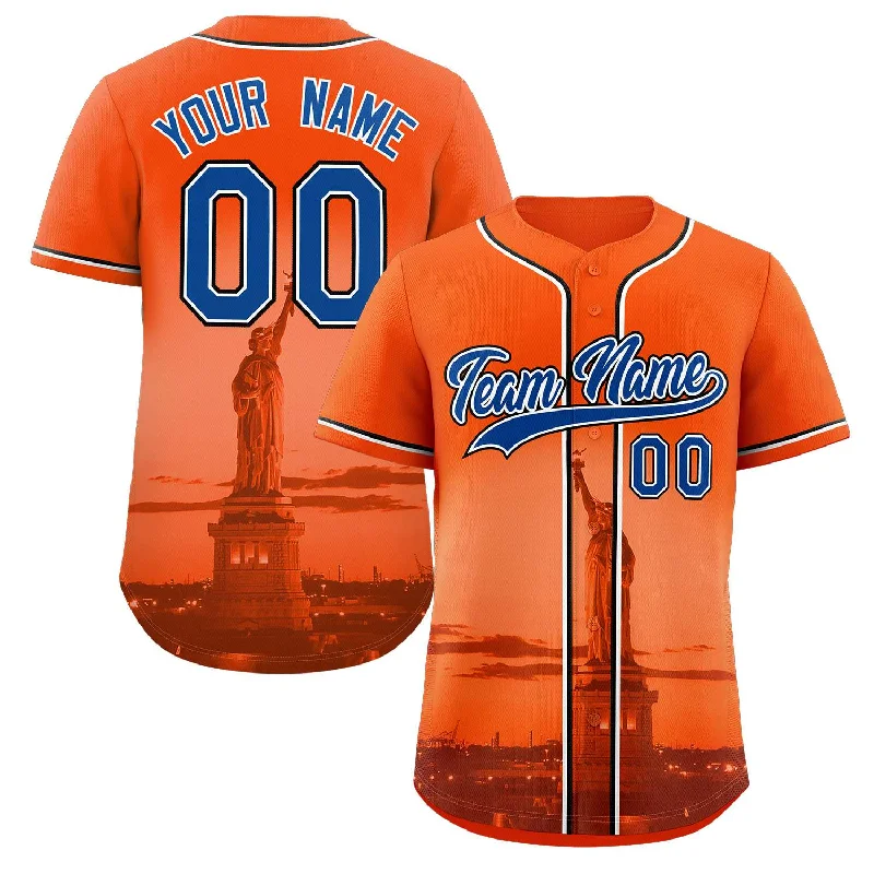 Baseball Jersey for Personalized Game Jerseys for Fans-Custom Orange Royal-White New York City Connect Baseball Jersey