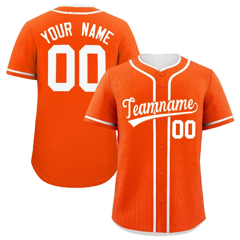 Baseball Jersey for School Teams-Custom Orange White Personalized Classic Authentic Baseball Jersey