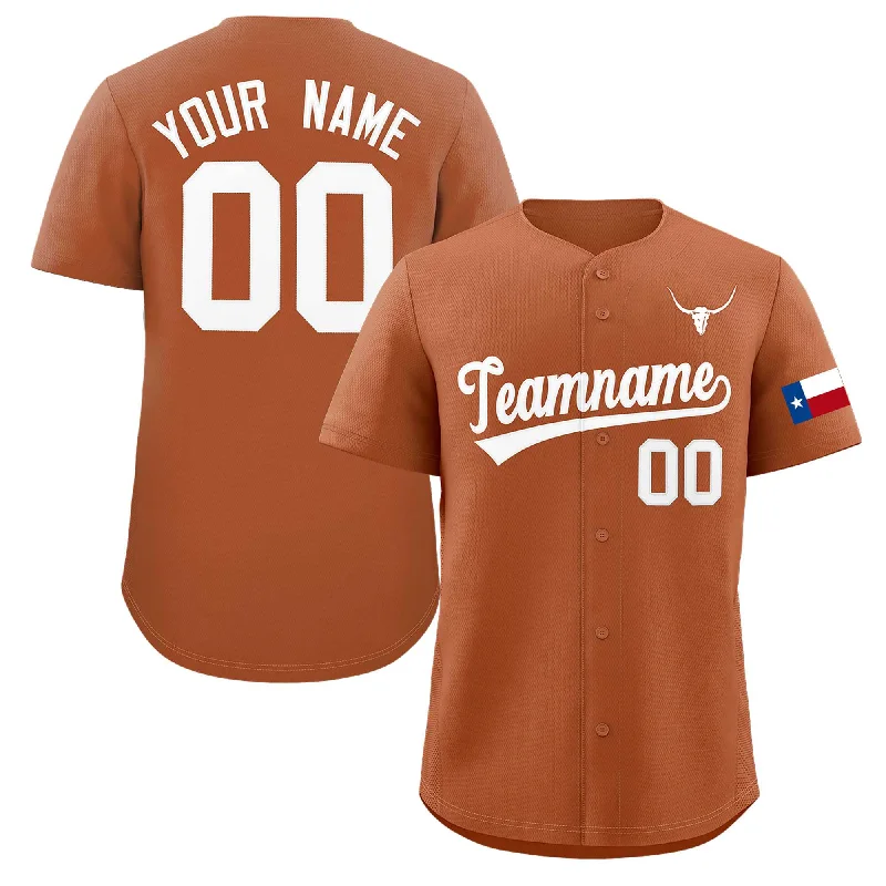 Baseball Jersey for Personalized Sports Apparel-Custom Orange White Texas Flag Classic Style Authentic Baseball Jersey