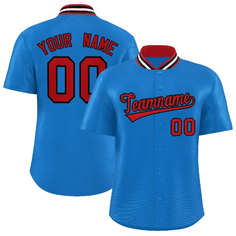 Baseball Jersey for Collector’s Edition Jerseys-Custom Panther Blue Classic Style Authentic Stand Collar Baseball Jersey