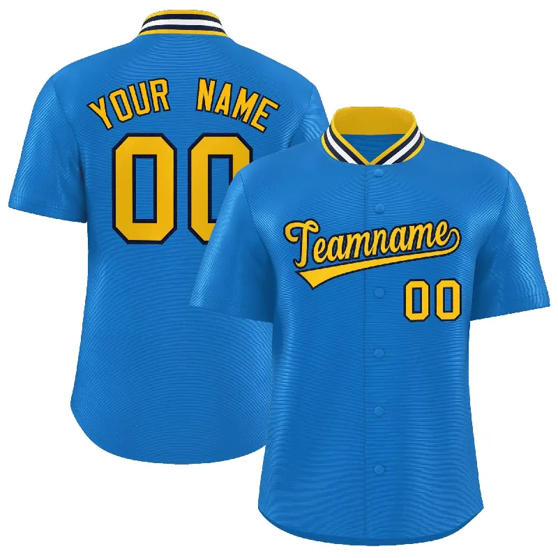 Baseball Jersey for Retro Fan Gear-Custom Panther Blue Classic Style Authentic Stand Collar Baseball Jersey