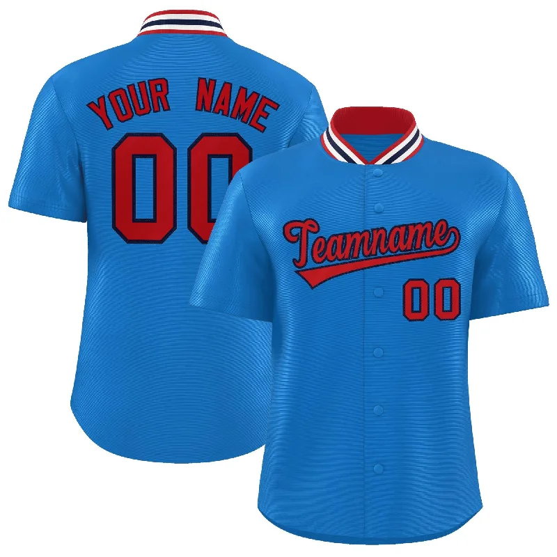 Baseball Jersey for Fundraising Campaigns-Custom Panther Blue Classic Style Authentic Stand Collar Baseball Jersey