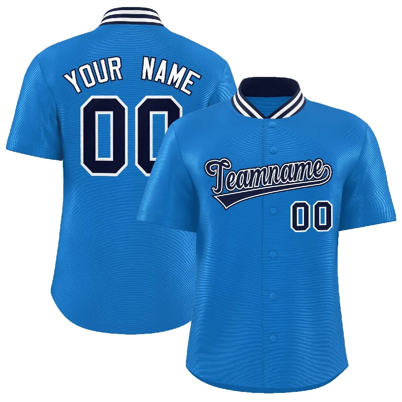 Baseball Jersey for Limited Edition Fan Gear-Custom Panther Blue Classic Style Authentic Stand Collar Baseball Jersey