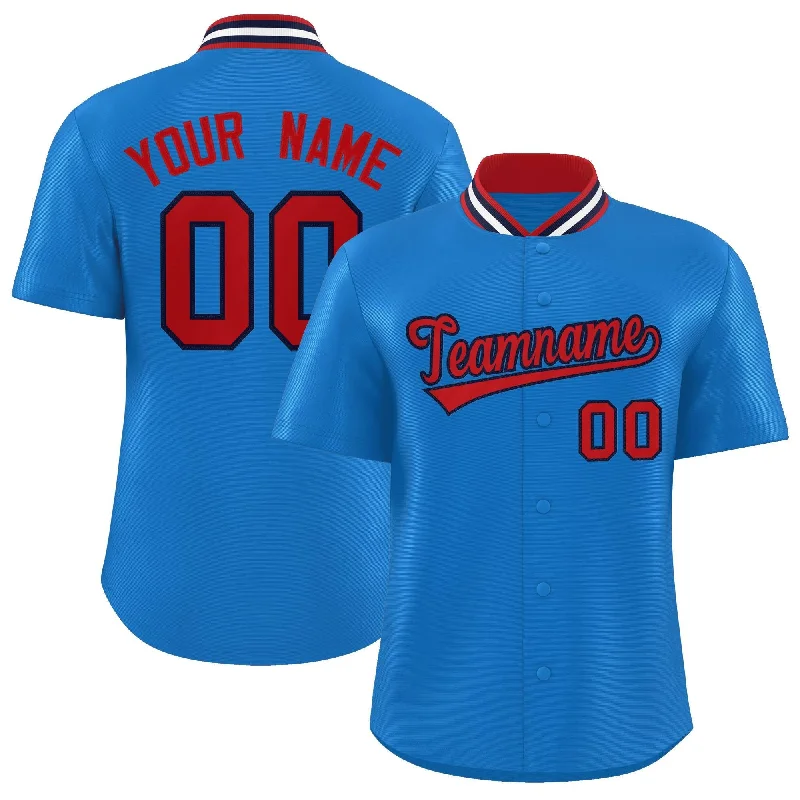 Baseball Jersey for Customized Designs for Fans-Custom Panther Blue Classic Style Authentic Stand Collar Baseball Jersey