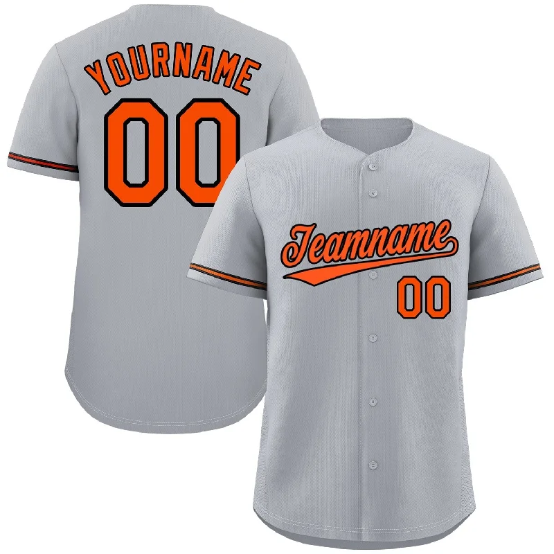 Baseball Jersey for Limited Edition Apparel-Custom Gray Orange-Black Classic Style Authentic Baseball Jersey