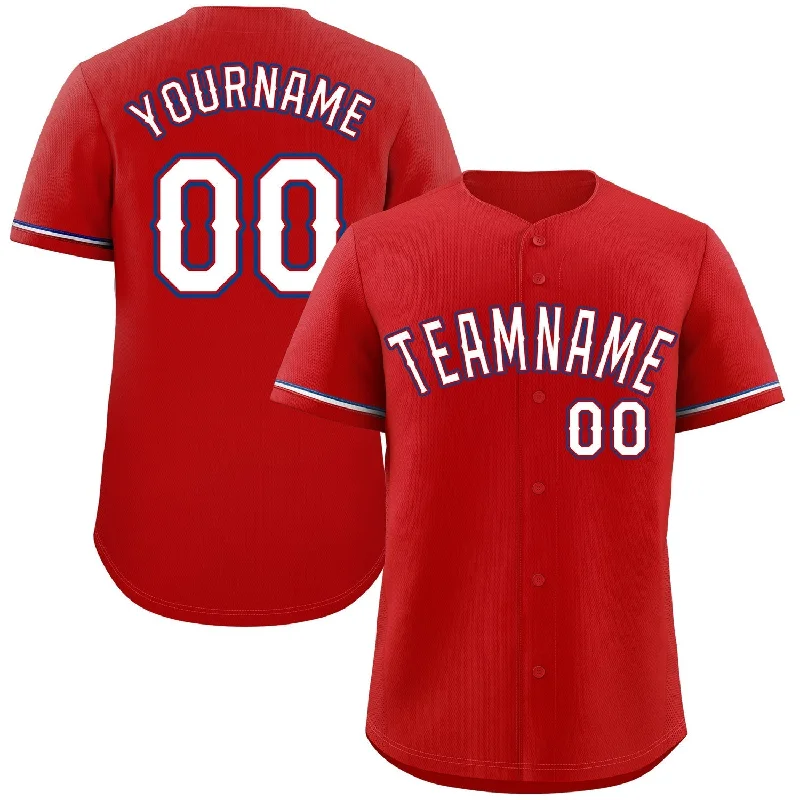 Baseball Jersey for Team Uniforms-Custom Red White-Navy Classic Style Authentic Baseball Jersey