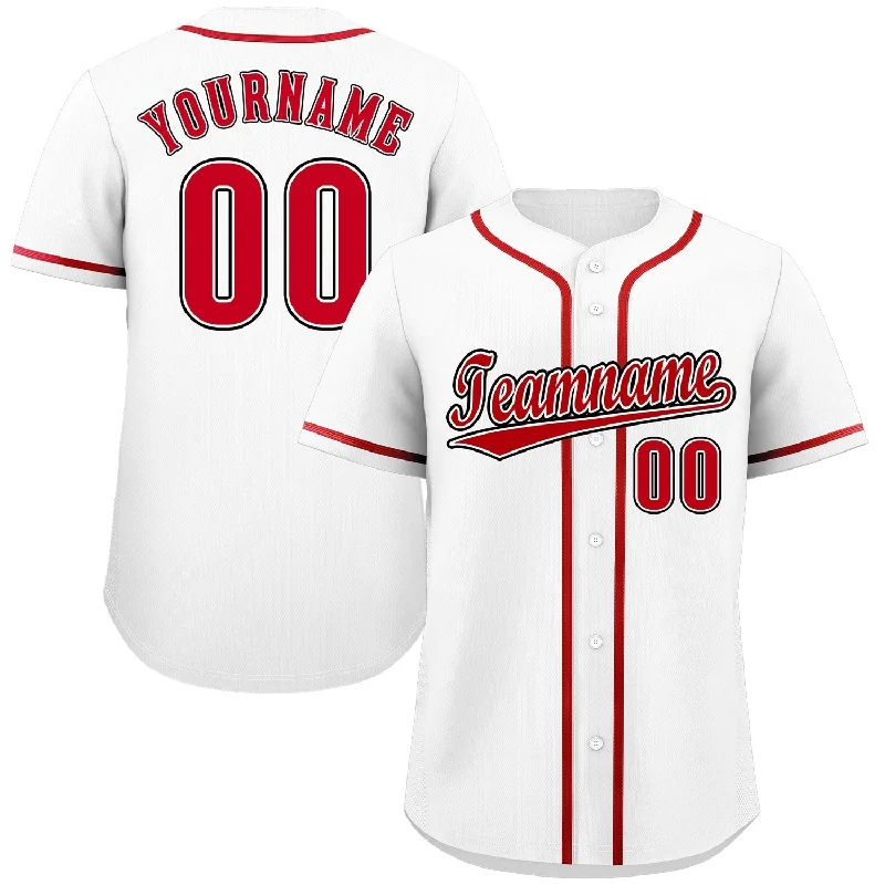 Baseball Jersey for Customized Baseball Apparel-Custom White Red-Black Classic Style Authentic Baseball Jersey