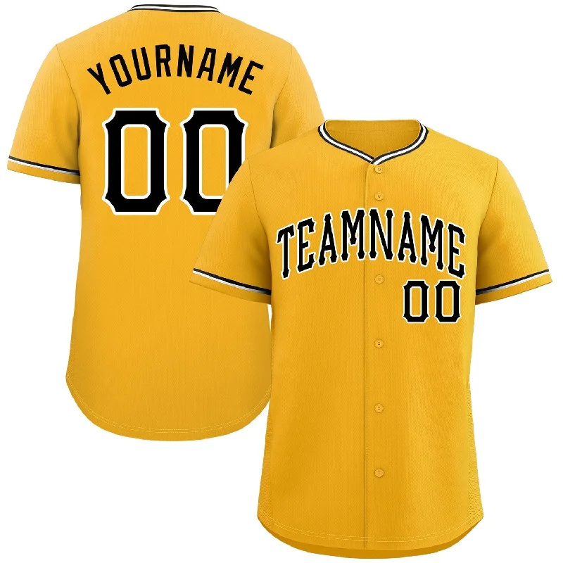 Baseball Jersey for Special Edition Fan Gear-Custom Gold Black-White Classic Style Authentic Baseball Jersey