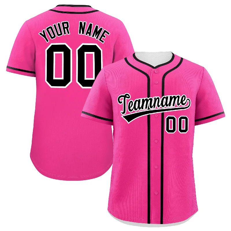 Baseball Jersey for Personalized Jerseys for Schools-Custom Pink Black Personalized Classic Authentic Baseball Jersey