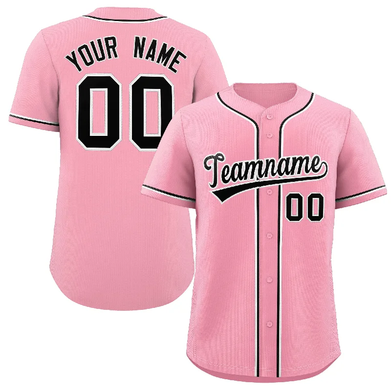 Baseball Jersey for Custom Team Apparel for Schools-Custom Pink Black-White Classic Style Authentic Baseball Jersey for Men