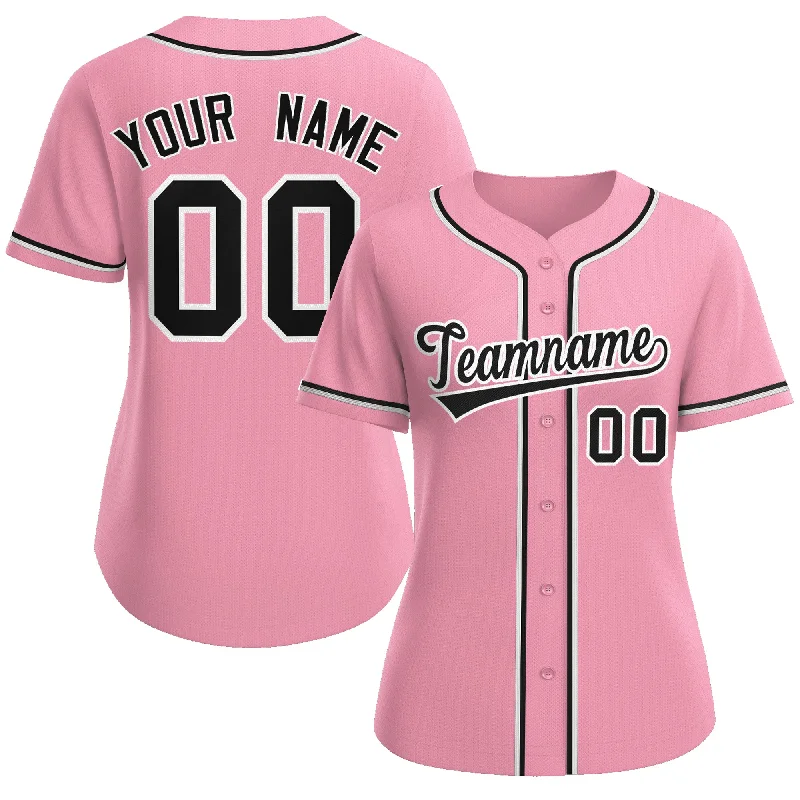 Baseball Jersey for Team Merchandise-Custom Pink Black-White Classic Style Authentic Baseball Jersey for Women