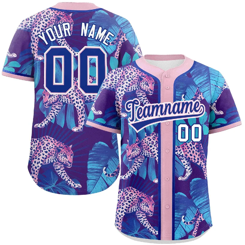 Baseball Jersey for Baseball Fan Club Apparel-Custom Pink Personalized Leopard Graffiti Pattern Authentic Baseball Jersey