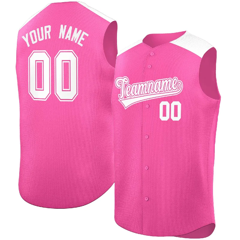 Baseball Jersey for Group Orders-Custom Pink White Personalized Classic Authentic Sleeveless Baseball Jersey