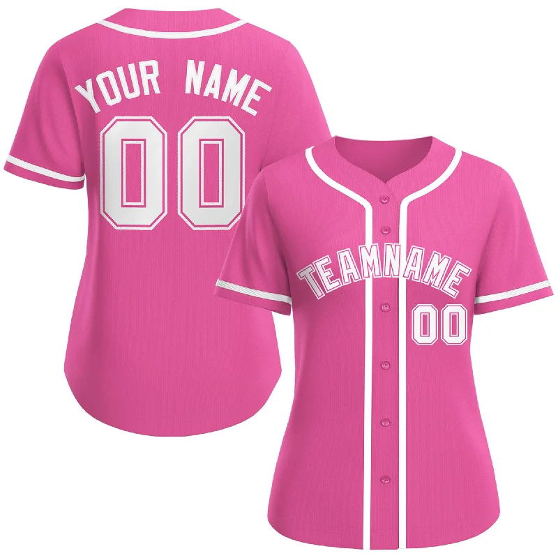 Baseball Jersey for Baseball Fan Apparel for Events-Custom Pink White-Pink Classic Style Baseball Jersey For Women