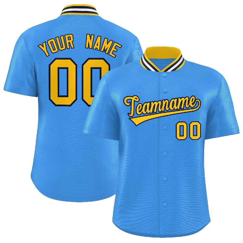 Baseball Jersey for Exclusive Fan Gear-Custom Powder Blue Classic Style Authentic Stand Collar Baseball Jersey