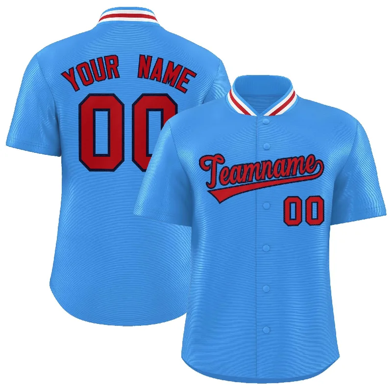 Baseball Jersey for Personalized Fan Gifts-Custom Powder Blue Classic Style Authentic Stand Collar Baseball Jersey