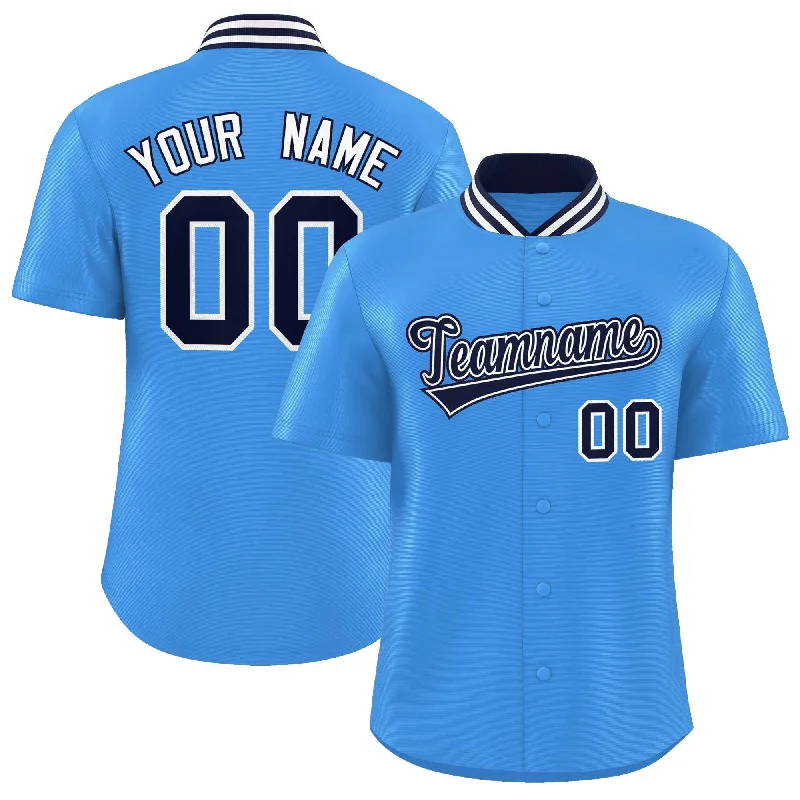 Baseball Jersey for Custom Team Wear for Leagues-Custom Powder Blue Classic Style Authentic Stand Collar Baseball Jersey