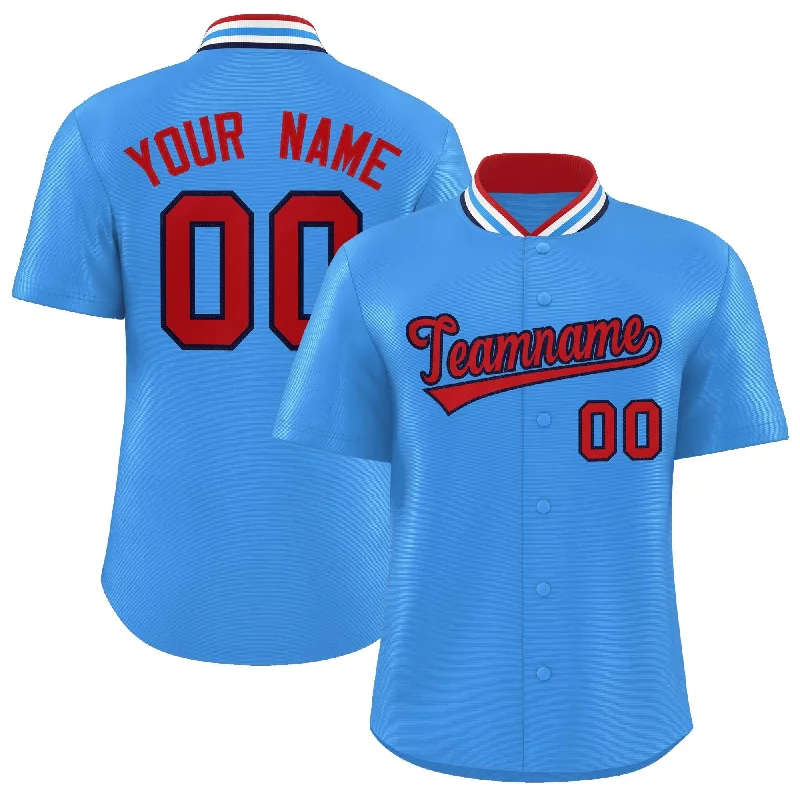 Baseball Jersey for High School Baseball Gear-Custom Powder Blue Classic Style Authentic Stand Collar Baseball Jersey