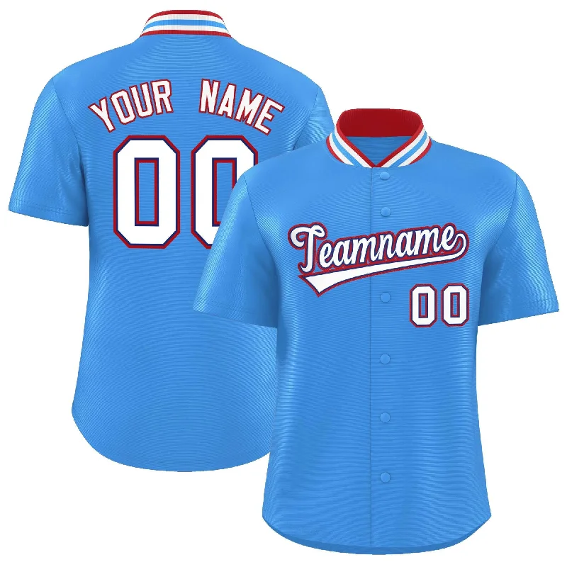 Baseball Jersey for Youth Baseball Teams-Custom Powder Blue Classic Style Authentic Stand Collar Baseball Jersey