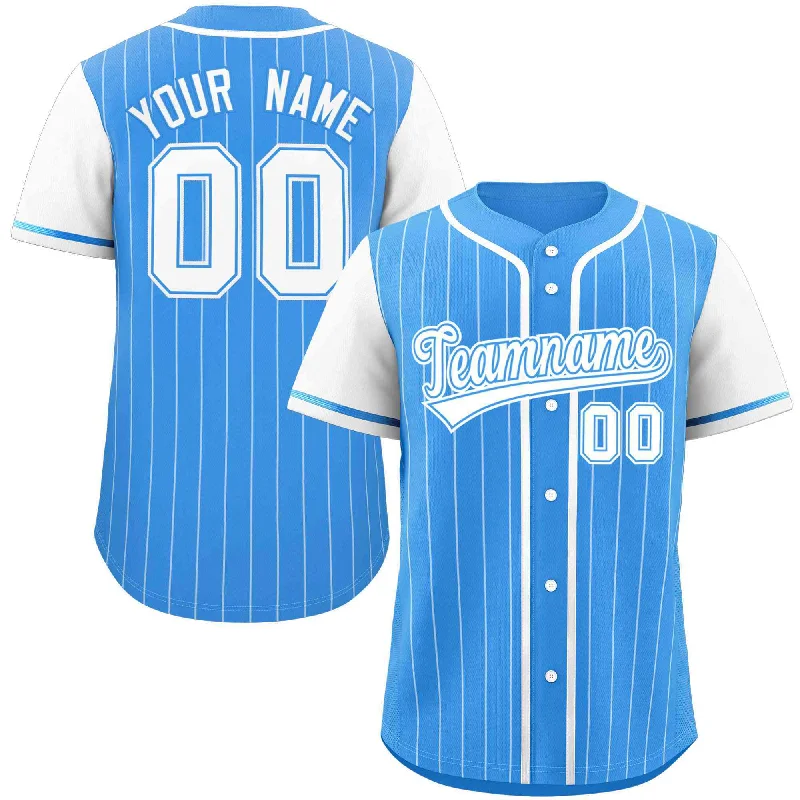 Baseball Jersey for Personalized Baseball Gifts for Supporters-Custom Powder Blue White Stripe Fashion Raglan Sleeves Authentic Baseball Jersey