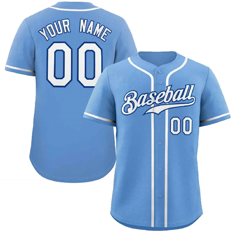 Baseball Jersey for Baseball-Themed Gifts for Kids-Custom Light Blue White-Royal Classic Style Authentic Baseball Jersey