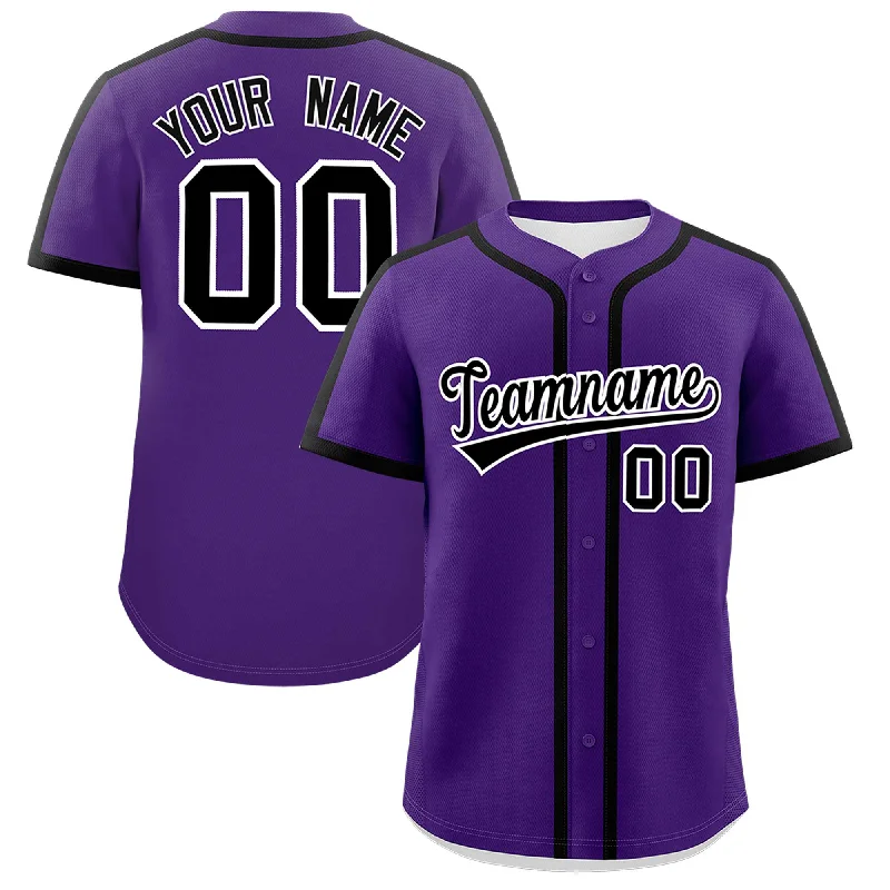 Baseball Jersey for Local Baseball Tournaments-Custom Purple Black Personalized Classic Authentic Baseball Jersey