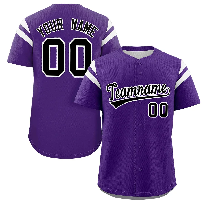 Baseball Jersey for Baseball Apparel for Baseball Leagues-Custom Purple Black-White Classic Style Personalized Full Button Authentic Baseball Jersey