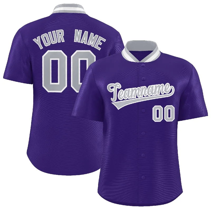 Baseball Jersey for Custom Fan Jerseys for Groups-Custom Purple Classic Style Authentic Stand Collar Baseball Jersey