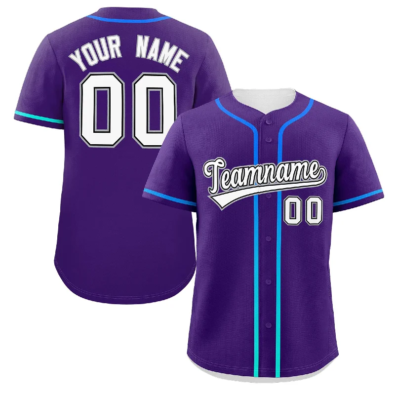 Baseball Jersey for Special Baseball Tournament Jerseys-Custom Purple White Personalized Gradient Ribbed Design Authentic Baseball Jersey