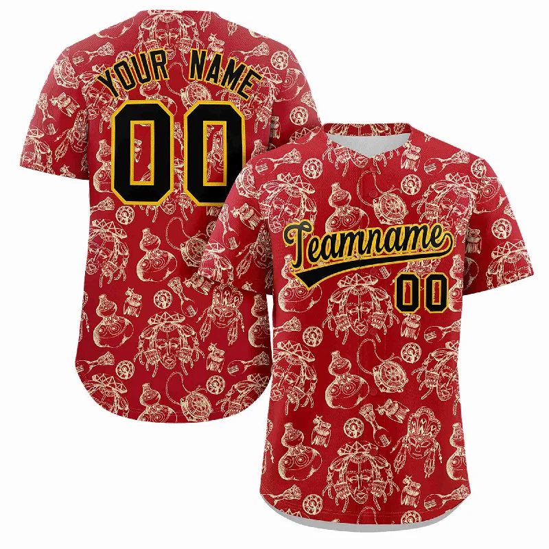 Baseball Jersey for Personalized Team Jerseys-Custom Red 3D Graffiti Pattern Personalized Design Authentic Baseball Jersey