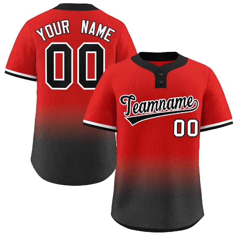 Baseball Jersey for Exclusive Team Jerseys for Fans-Custom Red Black Black-White Gradient Fashion Authentic Two-Button Baseball Jersey