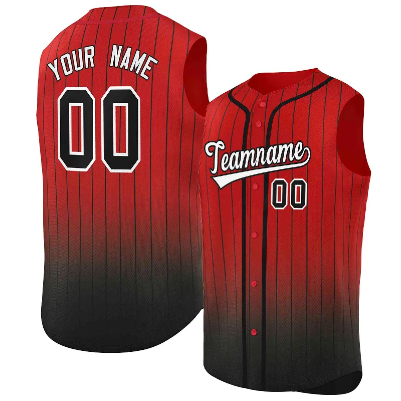 Baseball Jersey for Personalized Sports Apparel-Custom Red Black Gradient stripe Fashion Authentic Sleeveless Baseball Jersey