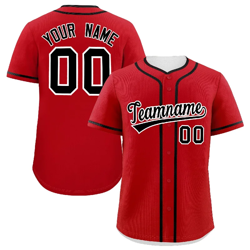 Baseball Jersey for Customized Baseball Apparel-Custom Red Black Personalized Classic Authentic Baseball Jersey