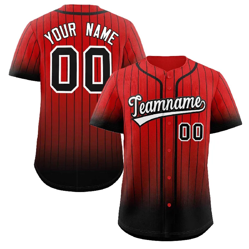 Baseball Jersey for Custom Jerseys for Local Baseball Teams-Custom Red Black-White Gradient Stripe Fashion Authentic Baseball Jersey