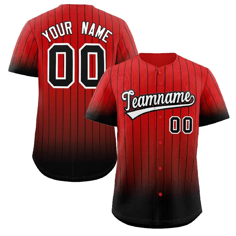 Baseball Jersey for Fundraising Events-Custom Red Black-White Gradient Stripe Fashion Authentic Baseball Jersey