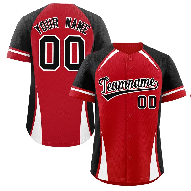 Baseball Jersey for Official Baseball Fan Gear-Custom Red Black-White Personalized Color Block Authentic Baseball Jersey