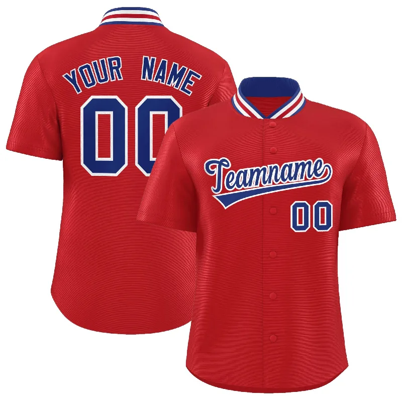 Baseball Jersey for Custom Jerseys for Local Baseball Teams-Custom Red Classic Style Authentic Stand Collar Baseball Jersey