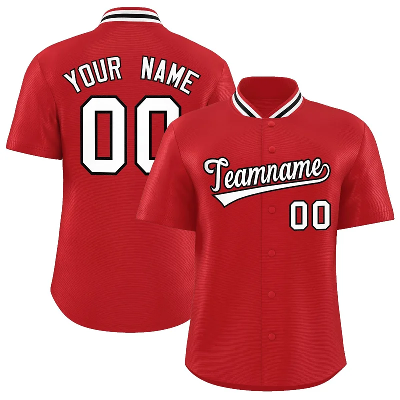 Baseball Jersey for Baseball-Themed Gifts for Kids-Custom Red Classic Style Authentic Stand Collar Baseball Jersey