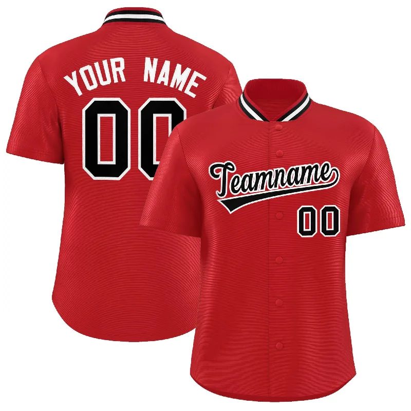 Baseball Jersey for High School Team Merchandise-Custom Red Classic Style Authentic Stand Collar Baseball Jersey