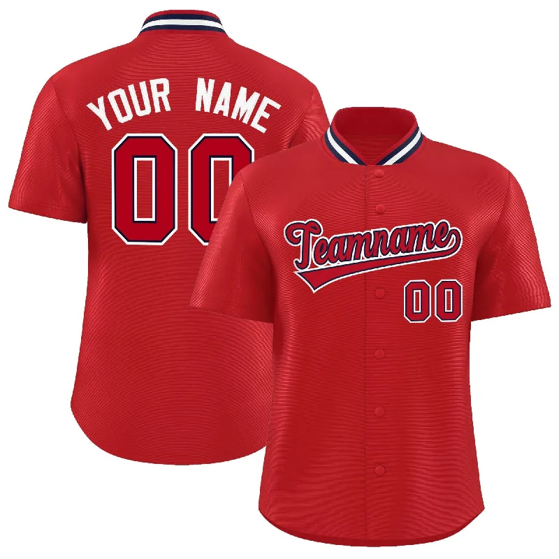 Baseball Jersey for Retro Baseball Jerseys-Custom Red Classic Style Authentic Stand Collar Baseball Jersey